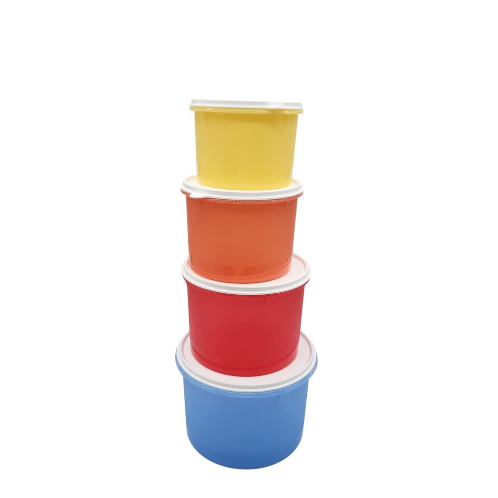 New Tupperware Classic Round 4 Piece Stacking Canister Set